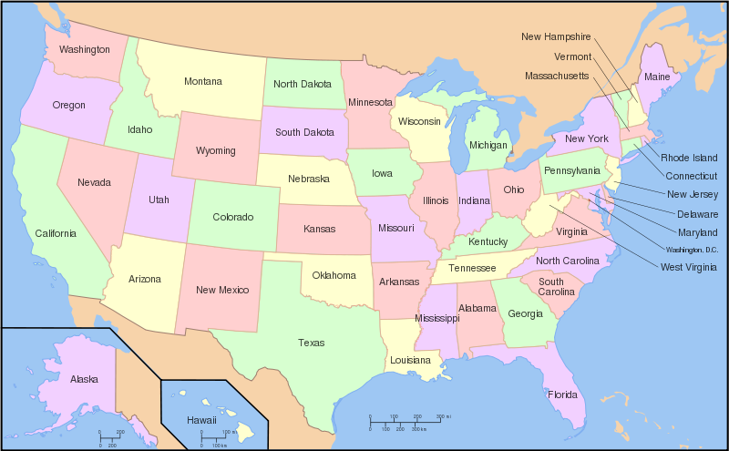 Karte USA Bundesstaaten